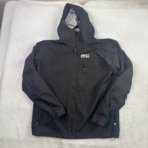 Picture Organic Black Full Zip Long Sleeve Windbreaker Hooded Jacket Men's LG
